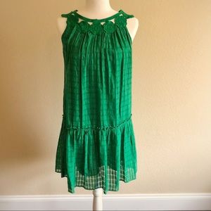 Max Studio Green Sleeveless Drop Waist Dress